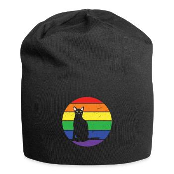 Regenbogenkatze Homosexuell LGBTQ Regenbogen LGBT Pride Monat - Jersey-Beanie - Schwarz - Vorne
