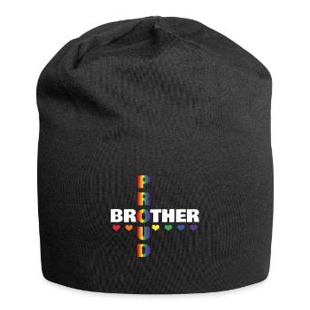 Proud Brother Gay LGBTQ Rainbow LGBT Pride Month - Jersey Beanie - black - Front