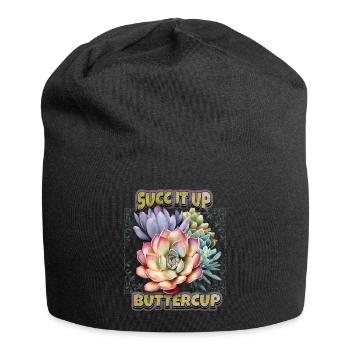 Sukkulenten vintage Illustration Spruch Kaktus - Jersey-Beanie - Schwarz - Vorne
