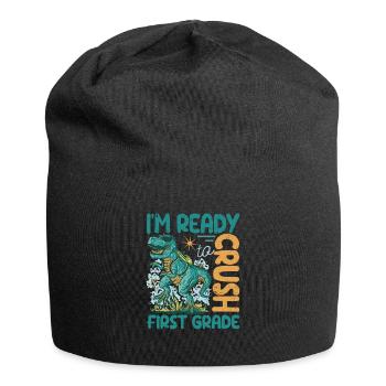 I'm ready to nursery dinosaurs back - Jersey Beanie - black - Front