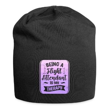 Flugbegleiterin zu sein ist meine Therapie Luftfahrt - Jersey-Beanie - Schwarz - Vorne