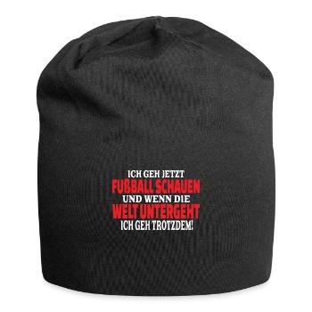 Fußballzubehör Geschenkidee Fußballfan - Jersey-Beanie - Schwarz - Vorne