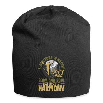 Slacklining in nature where mind body and soul - Jersey Beanie - black - Front