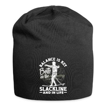 Balance is key, both on the slackline and in life - Jersey Beanie - black - Front