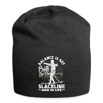 Balance is key, both on the slackline and in life - Jersey Beanie - black - Front