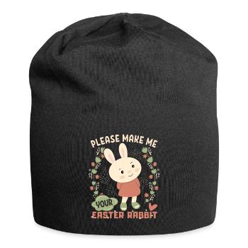 Lapin de Pâques, lapin de Pâques lapin rétro vintage disant - Bonnet en jersey - noir - Devant