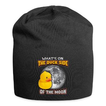 Comic Ente, Gummiente lustiger Spruch mit Mond - Jersey-Beanie - Schwarz - Vorne