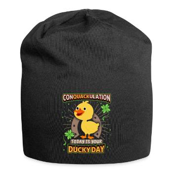 Comic Duck, Funny Saying, Pun - Jersey Beanie - black - Front
