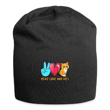 Peace Love Cats Peace Sign - Jersey-Beanie - Schwarz - Vorne