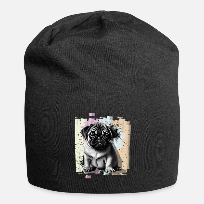 Mops - Jersey-Beanie - Schwarz