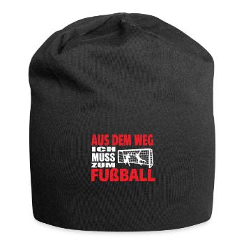Fußballzubehör Geschenkidee Fußballfan - Jersey-Beanie - Schwarz - Vorne