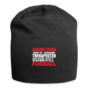 Fußballzubehör Geschenkidee Fußballfan - Jersey-Beanie - Schwarz - Vorne