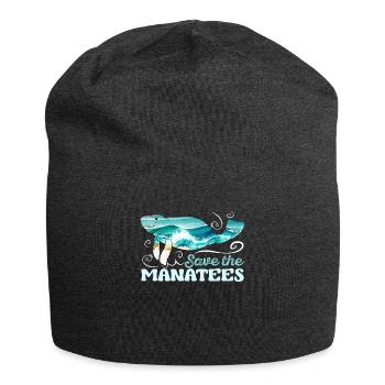 Save the Ocean Manatee Species Conservation Endangered Animals - Jersey Beanie - charcoal grey - Front