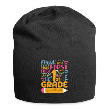 Typography Team of the 1st Grade Teacher of the First Grade - Jersey Beanie - black - Front