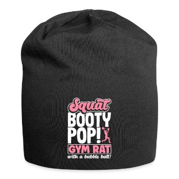 Squat, Booty, Pop! Gym rat with a Bubble Butt - Jersey-Beanie - Schwarz - Vorne