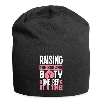 Raising the Bar and Booty, One Rep at a Time - Jersey-Beanie - Schwarz - Vorne