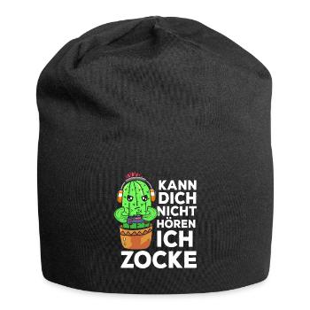 Kann Dich Nicht Hören Ich Zocke Gamer Kaktus - Jersey-Beanie - Schwarz - Vorne