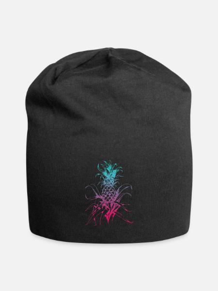 Vaporwave Ananas Hawaii Sommer Tropische Früchte - Jersey-Beanie - Schwarz