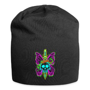 Totenkopf Schmetterling mit Dolch - Jersey-Beanie - Schwarz - Vorne