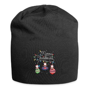 Merry Christmas Santa Claus Christmas Decoration - Jersey Beanie - black - Front