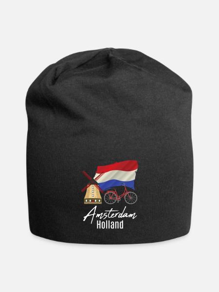 Nehterlands flag moulin à vent Pays-Bas - Bonnet en jersey - noir