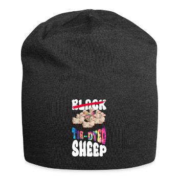 Black - Tie-Dyed Sheep - Hippie Costume Tie Dye - Jersey Beanie - charcoal grey - Front