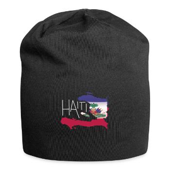 Retro Haitianische Flagge Haiti Karte Kunst - Jersey-Beanie - Schwarz - Vorne