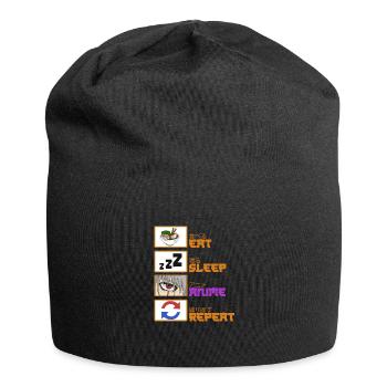 Eat Sleep Anime Repeat - Jersey Beanie - black - Front
