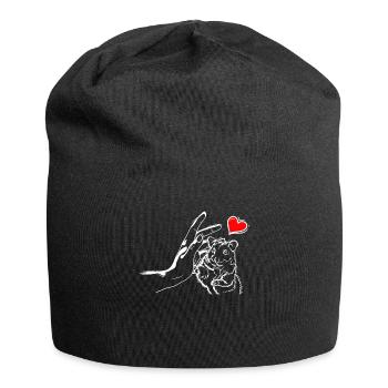 Hamster heart holding hands with hamster - Jersey Beanie - black - Front