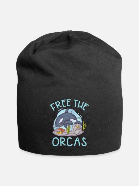 Orca Wal Geschenke - Jersey-Beanie - Schwarz