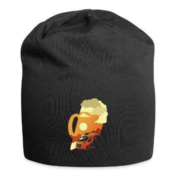 Camping camper caravan funny camping - Jersey Beanie - black - Front