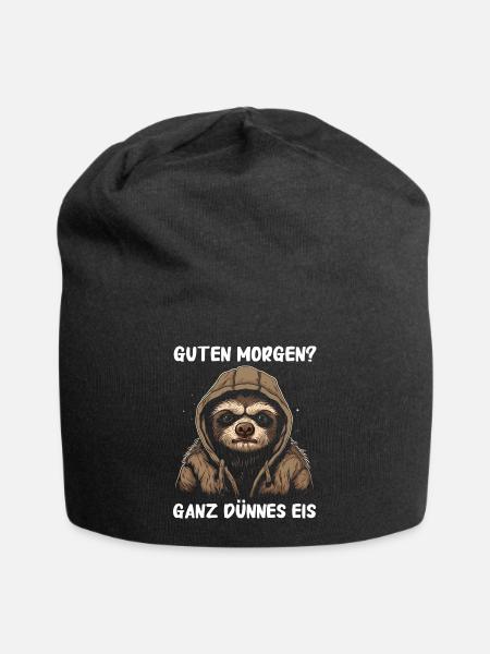 Faultier Faultiere Tier Schlafen Faul - Jersey-Beanie - Schwarz