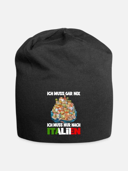 Ich Muss Gar Nix Ich Muss Nur Nach Italien - Jersey-Beanie - Schwarz