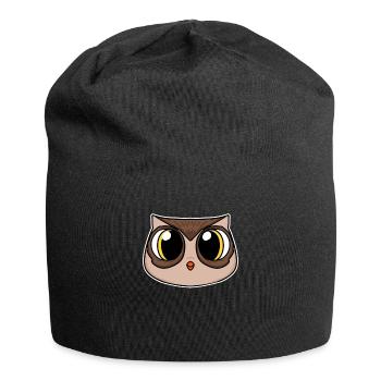 Eule Kopf - Jersey-Beanie - Schwarz - Vorne