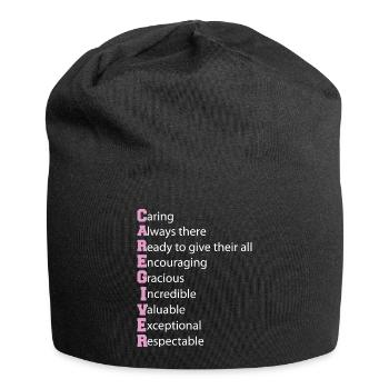Caregiver Definition Elderly Caregiving Carer - Jersey Beanie - black - Front