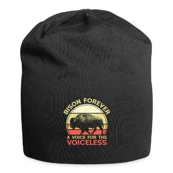 Weltnaturschutztag Retro-Bison Wildlife Tierschutz - Jersey-Beanie - Schwarz - Vorne