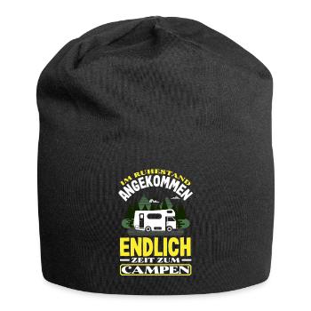 Im Ruhestand angekommen - endlich Zeit zum Campen - Jersey-Beanie - Schwarz - Vorne