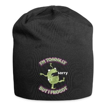 Comic frog is forgetful, funny saying, Pun - Jersey Beanie - black - Front