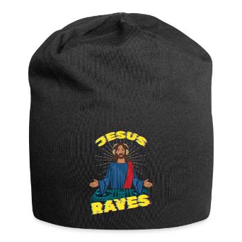 Jesus Raves DJ Raver Rave Hard Techno Dark Tekno - Jersey-Beanie - Schwarz - Vorne