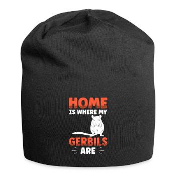 Rennmaus ist mein Zuhause Nagetier Gerbil - Jersey-Beanie - Schwarz - Vorne