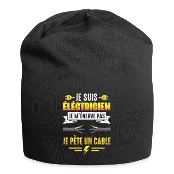 Cadeau électricien je pète un cable humour papa - Bonnet en jersey - noir - Devant