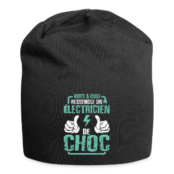 cadeau électricien de choc citation humoristique - Bonnet en jersey - noir - Devant
