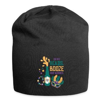 Mardi Gras Karneval Maske Bier Perlen Tölpel - Jersey-Beanie - Schwarz - Vorne