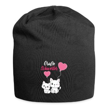 Große Schwester 2023 Katzen Ballon Herz - Jersey-Beanie - Schwarz - Vorne