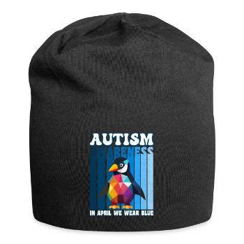 Autism Awareness Pinguin - Jersey-Beanie - Schwarz - Vorne