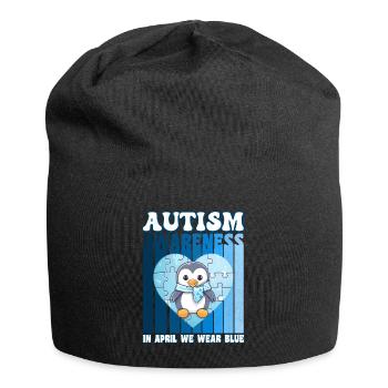 Autism Awareness Pinguin - Jersey-Beanie - Schwarz - Vorne