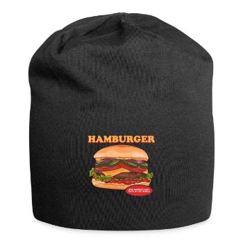 Hamburger Burger Fast Food Fastfood Geschenk - Jersey-Beanie - Schwarz - Vorne