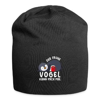 Der Frühe Vogel kann mich mal Pinguin - Jersey-Beanie - Schwarz - Vorne