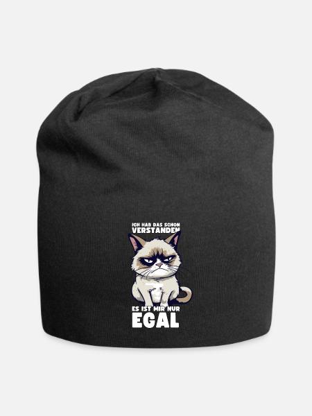 Lustige Grump Cat - Ich Hab Das Schon Verstanden - Jersey-Beanie - Schwarz