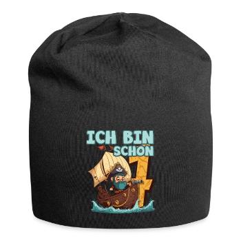 Ich Bin 7 Pirat - Piratenschiff Kindergeburtstag - Jersey-Beanie - Schwarz - Vorne